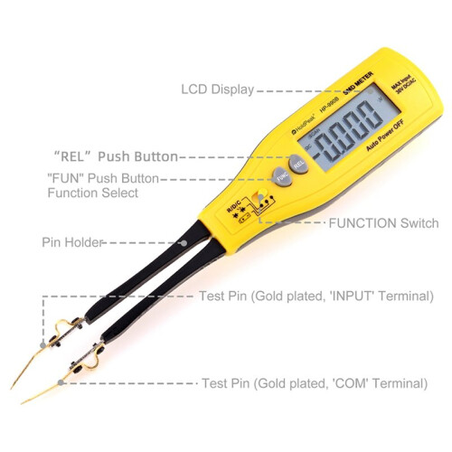 Digital Auto-Recognition Multimeter, SMD Portability Tester Tool, for Resistors Capacitors Diodes 1