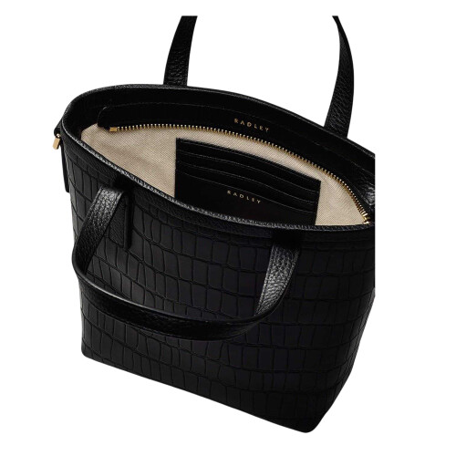 Radley (One Size, Black) Radley Brompton Croc Leather Trim Handbag 2
