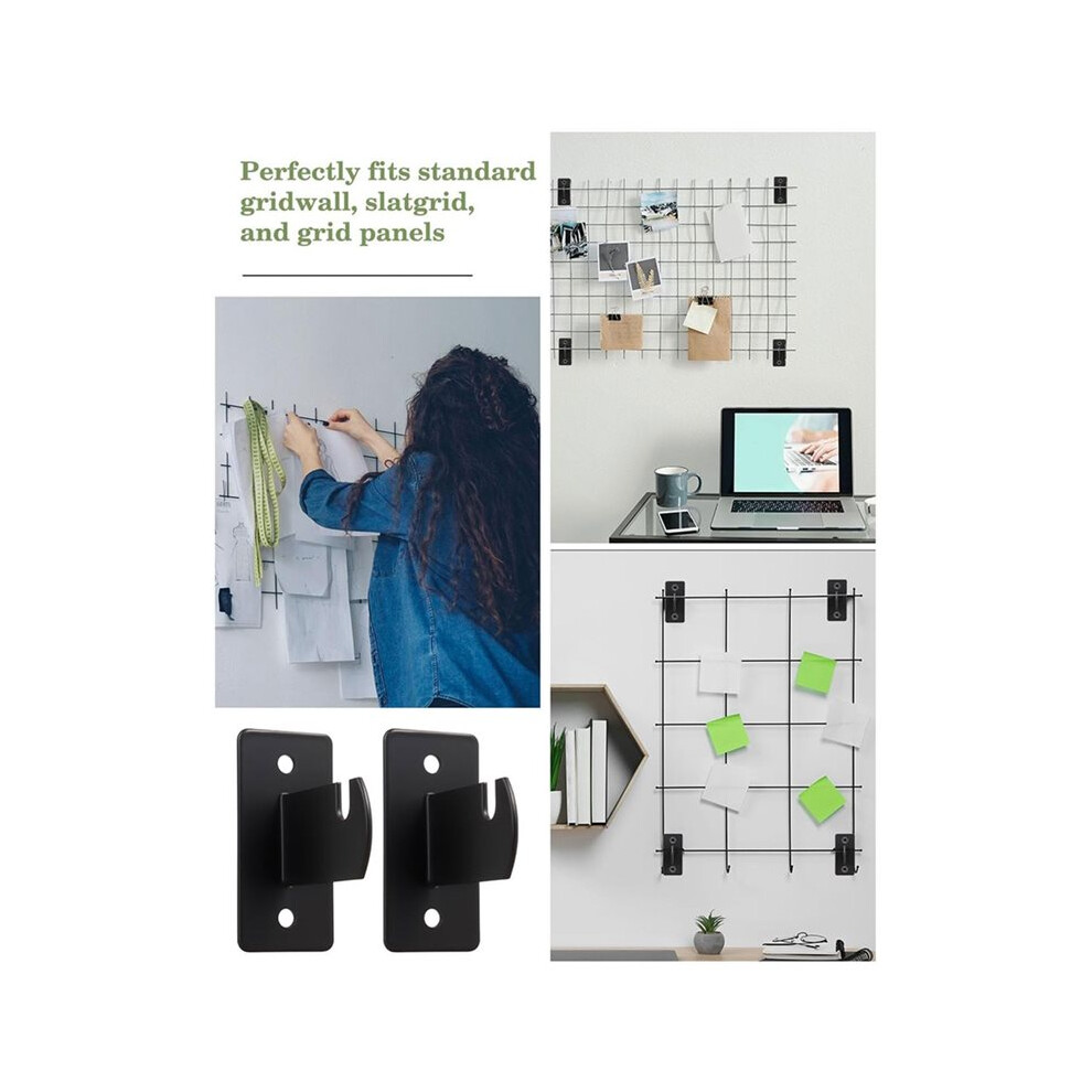 12 Pcs Gridwall Mount Brackets, Metal Grid Wall Panel Display Hooks With Screws, Space Saving Grid Hangers 4713160689935