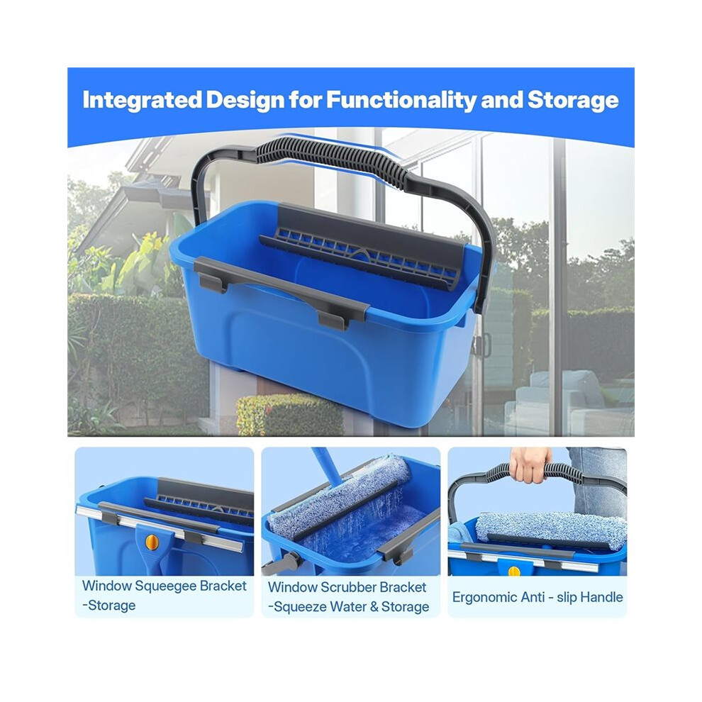 Professional Window Cleaning Kit With Bucket Long Handle Window Squeegee And Microfiber Scrubber,Glass Cleaner 6032879126257
