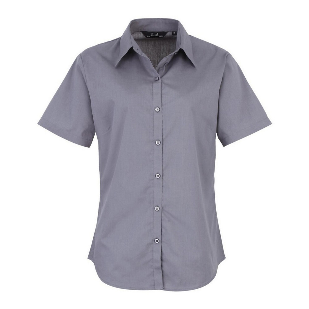 Premier (22, Steel) Short Sleeve Poplin Blouse / Plain Work Shirt Multicoloured