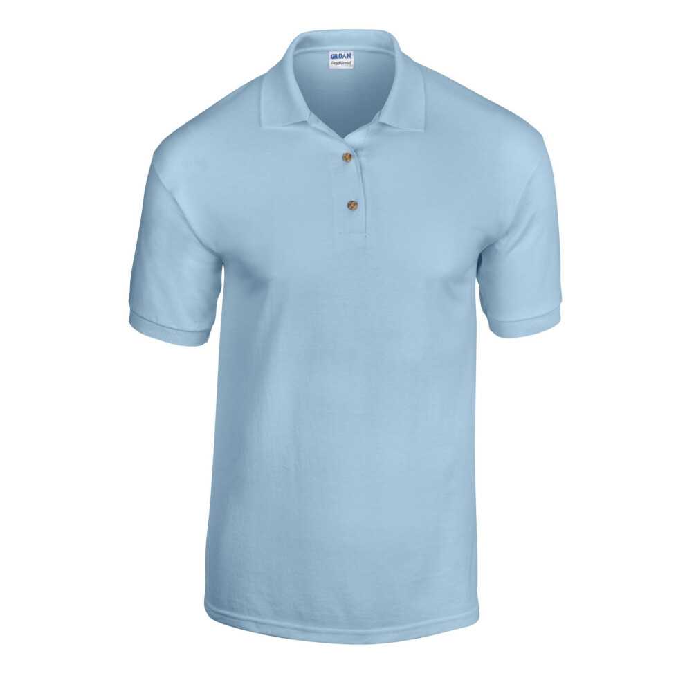 Gildan (L, Light ) Mens Dryblend Polo Shirt Blue