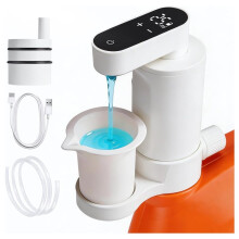 Dispenser Elettrico di Detersivo per Bucato, Dispenser Automatico per Detersivo Liquido, con Adattatore, Ricaricabile Tramite USB, Colore Bianco.