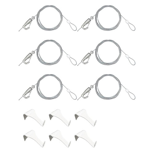 Kit com 6 Peças para Pendurar Quadros - Ganchos para Trilho de Quadros com Cordão de 78 Polegadas e Ganchos Ajustáveis