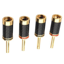 4pcs Audiophile Speaker Cable Connector Banana Plug Copper Carbon Fiber HiFi Audio Adapter for Amplifier Speaker