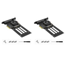 PCIe 5.0 X4 to U.2 (SFF-8639) NVMe SSD Adapter Card with Cooling Fan for Desktop Server