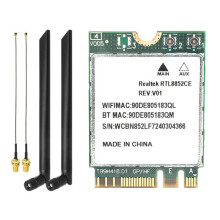 Carte Réseau WiFi 6E RTL8852CE M.2 BT5.4 5400 Mbps Tri-Bande 2,4 GHz/5 GHz/6 GHz, Adaptateur WiFi Sans Fil pour Ordinateur Portable Win10/11