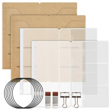 Travelers Notebook Accessories Kit- File Folders, Zipper Pouches, Clips, Elastic Bands for Travel Journal Organizer