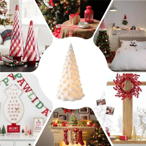 Light  Ceramic Christmas Tree Christmas Trees with Lights Artificial Table Top Decorations Unique Ceramic Ornament 2