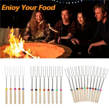Lot de 12 Bâtonnets S'Mores de 81 cm pour Griller les Guimauves Autour D'un Feu de Camp, Brochettes Extensibles pour le Camping