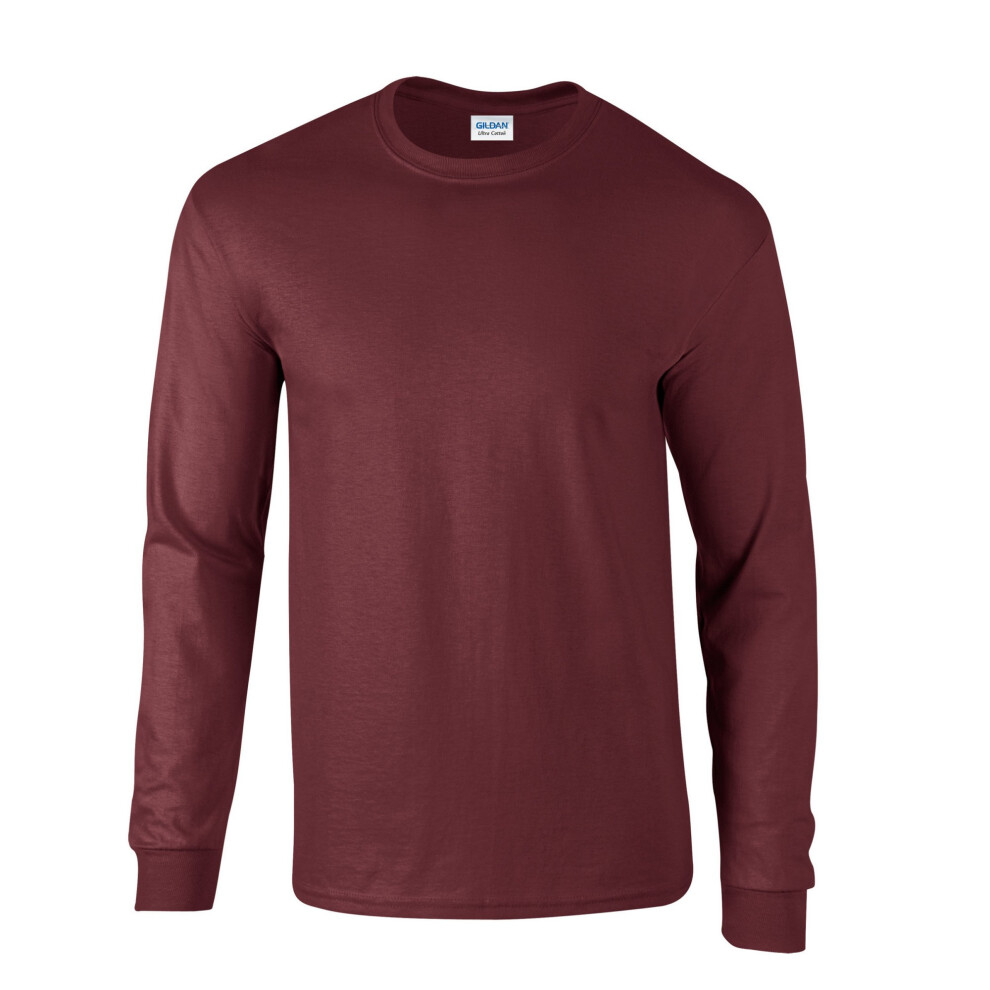 Gildan (3Xl, Maroon) Unisex Adult Ultra Plain Cotton Long-Sleeved T-Shirt Multicoloured