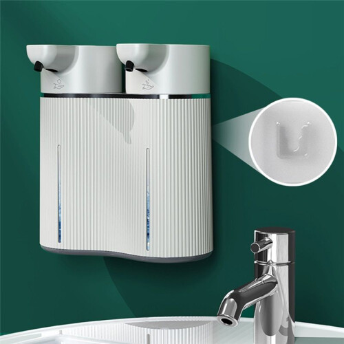 Double- Automatic Foam+Liquid Soap Dispenser Wall-Mounted USB Rechargeable Disinfectant Distributor Infrared Sensor 2