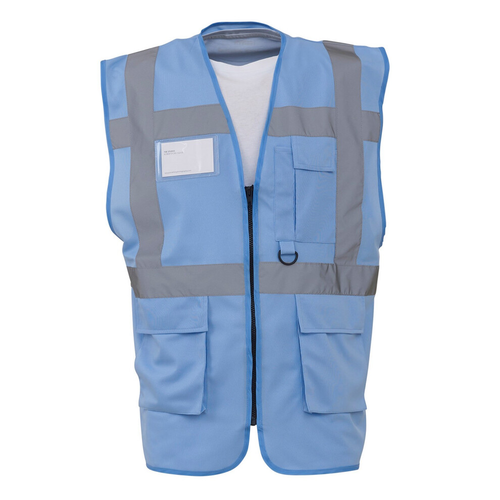 (L, Sky) Yoko Unisex Adult Executive Hi-Vis Waistcoat 5063527724427