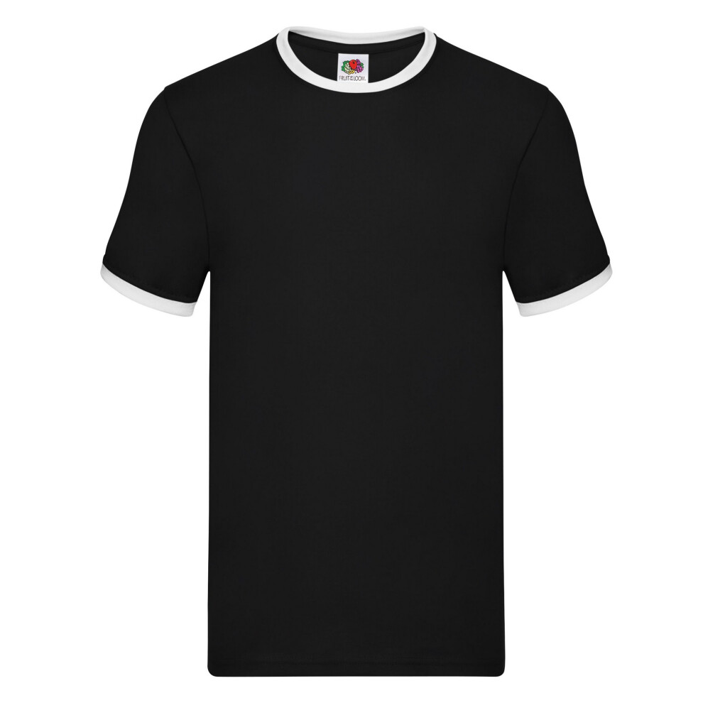 Fruit Of The Loom (S, /White) Mens Ringer Contrast T-Shirt Black