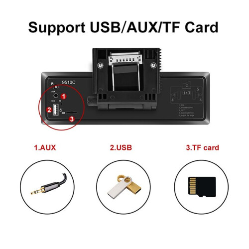 Rádio Automotivo Single Din Carplay Android Auto 9,5 Polegadas Touch Screen Estéreo Automotivo com Mirror Link  FM USB 1