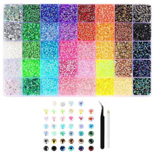 Kit de Strass Brilhante com 40 Cores, 32.000 Peças de Gemas Planas de 3mm com Ferramentas, Materiais de Artesanato DIY para Unhas e Sapatos