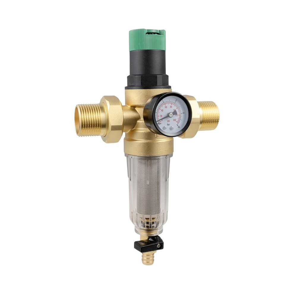 Pressure Regulator Water 1" Dn25, Reusable Water Pressure Regulator With Backwash Filter And Pressure Gauge 4713291110186