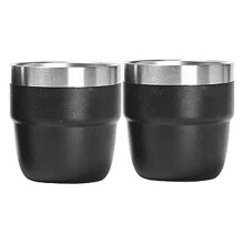 Lot de 2 Tasses à Expresso/Café Empilables de 120 Ml, en Acier Inoxydable, Tasses Portables pour la Maison et la Voiture