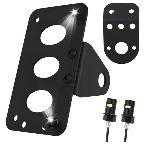 Support Latéral de Plaque D'Immatriculation pour Moto, Support Robuste pour Installation Horizontale/Verticale