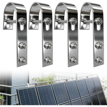 Crochets de Fixation pour Centrale Photovoltaïque de Balcon, 4 Pièces en Acier Inoxydable, Adaptés Aux Modules Photovoltaïques sur Balcons,