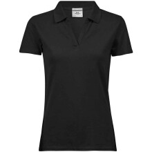 (3XL, Black) Tee Jays Womens/Ladies Luxury Stretch V Neck Polo Shirt