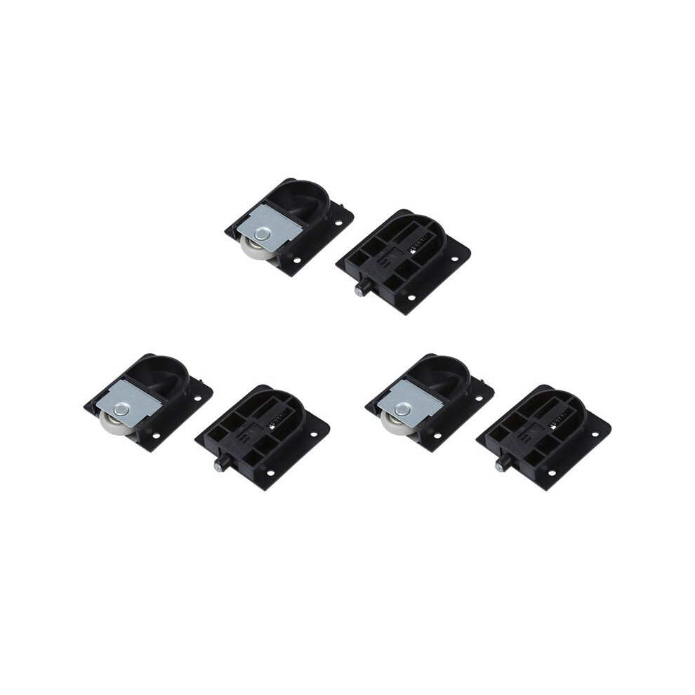 3X Wardrobe Black Plastic Plate 25Mm Dia Wheel Sliding Door Roller 4712697309507