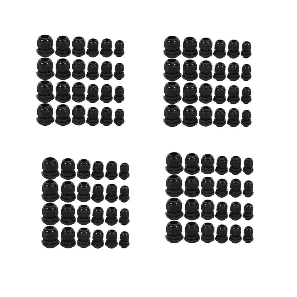 96 Pcs Plastic Waterproof Adjustable 3.5 - 13Mm Cable Gland Joints, Pg7, Pg9, Pg11, Pg13.5, Pg16, Pack Of 24 4711307577190