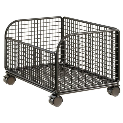 Under Desk Mobile Mesh Rolling File Organizer Cart with Lockable Casters for Small Spaces Black