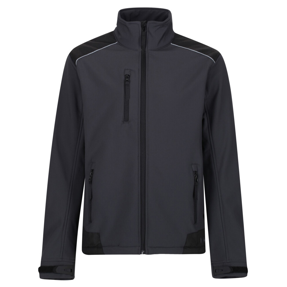 Regatta (L, Seal Grey/Black) Mens Sandstorm Workwear Softshell Jacket Black