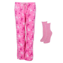 Weekending Women's Breast Cancer Plush Pyjama Pant and Socks Set