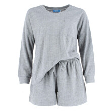 CTM Women's Waffle Knit V Neck Pyjama Set