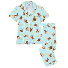 Mentally Exhausted Women's Notch Collar Dreamy Bear Pyjama Set