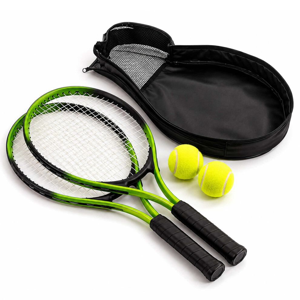 Oypla 2 Player Junior Tennis Set With 23" Aluminium Rackets, Balls & Carry Bag