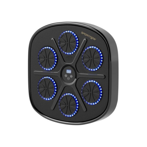 Smart Bluetooth Wall Punching Bag with 9 Speed Settings, LED Lighting, and Boxing Gloves Black