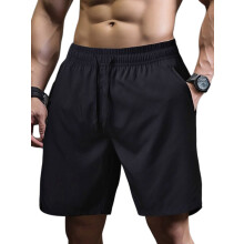 Men'S Quick Dry Elastic Waist Drawstring Loose Fit Athletic Gym Shorts Black L