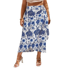 Women'S Summer Floral Midi Skirt Casual Trendy High Waist Ruched Boho Skirts XL