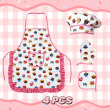(4pcs) Juego de vestir de chef para niños, juego de cocina para niños, juguetes de vestir