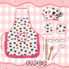 (11 pcs) Conjunto de jogos de vestir chef infantil, brinquedos de vestir para jogos de cozinha infantil