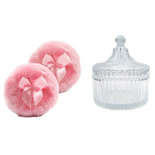 3er-Pack Große Body Puffs und Behälter, Puderbehälter mit Bubble Puffs, Kristallbehälter, Weich