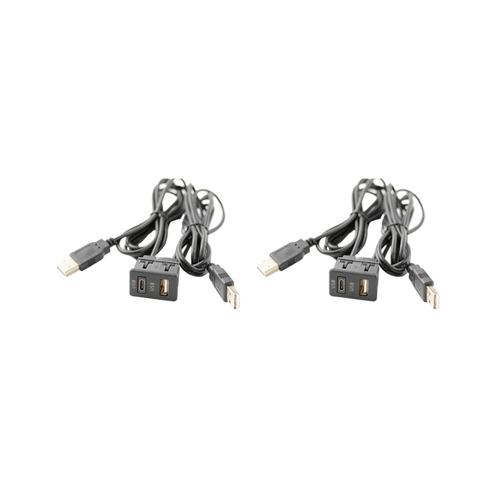 2 Pcs 150Cm Car Dash Flush Mount 2 Usb Port Panel Auto Boat Dual Usb-Tapyc Extension Cable Adapter For 4711639731963