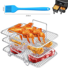 Air Fryer Rack för Dual Air Fryer 304 Rostfritt StåL Flerlagers Dehydrator Rack Toast Rack