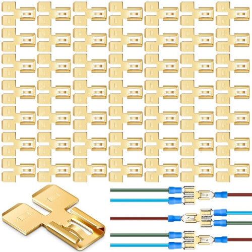50 Pcs Double Piggyback Spade Connector Quick Disconnect Electrical 2 Way Wire Terminals Adapter