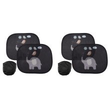 Car Sun Shade Baby with UV Protection, Car Window Sun Shade for Children with Cute Animal Motifs, 44 X 36 cm, Set of 4