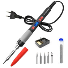 Kit Saldatore da 90 W con Display LCD Digitale, Riscaldamento Rapido, Penna Riscaldante per Saldatura con Punte per Saldatore, Spina UE Professionale.