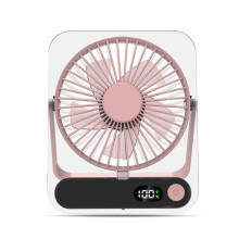 Extrem Leiser Tischventilator, 5 Geschwindigkeitsstufen, Wiederaufladbarer USB-Ventilator, Tragbarer Wandventilator für Reisen, Rosa