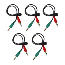 5X Headphone Splitter for Computer, Earphone Adapter for PC Audio & Mic, 3.5mm Female to Dual 3.5mm Male