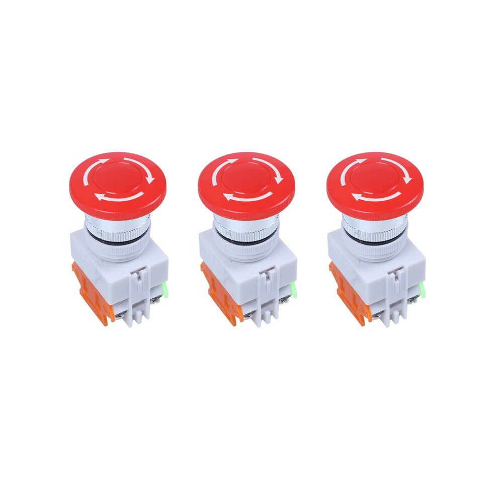 3X Red Mushroom Cap 1No 1Nc Emergency Stop Push Button Ac 660V 10A 4711857488168
