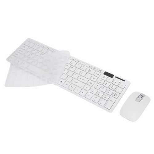 Wireless Ergonomic Keyboard and Mouse Set, White, 10 m Range, FN Multimedia Keys, Slim Design