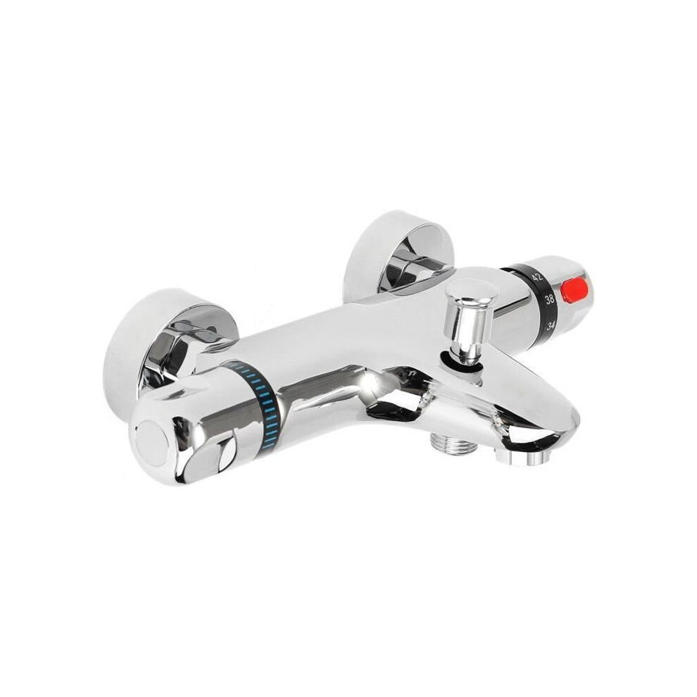 Wall-Mounted Thermostatic Shower Mixer Tap, Chrome-Plated Brass, 2-Hole, 38C Safety Stop For Bathroom 6083684972584