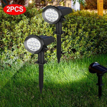 Lot de 2 lampes solaires d’extérieur à 20 diodes électroluminescentes, 2 modes, étanches IP44, lumière blanc chaud pour chemin, pelouse, ter
